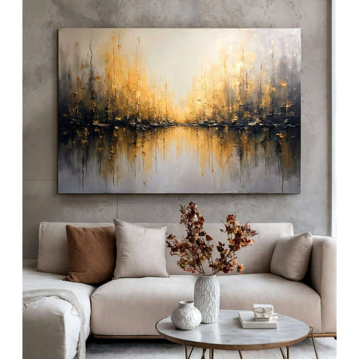 Golden Reflections Abstract Wall Art