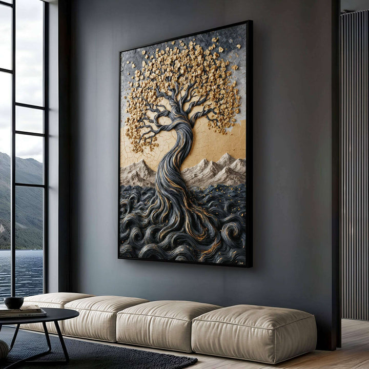 Golden Tree of Life Minimalist Wall Art