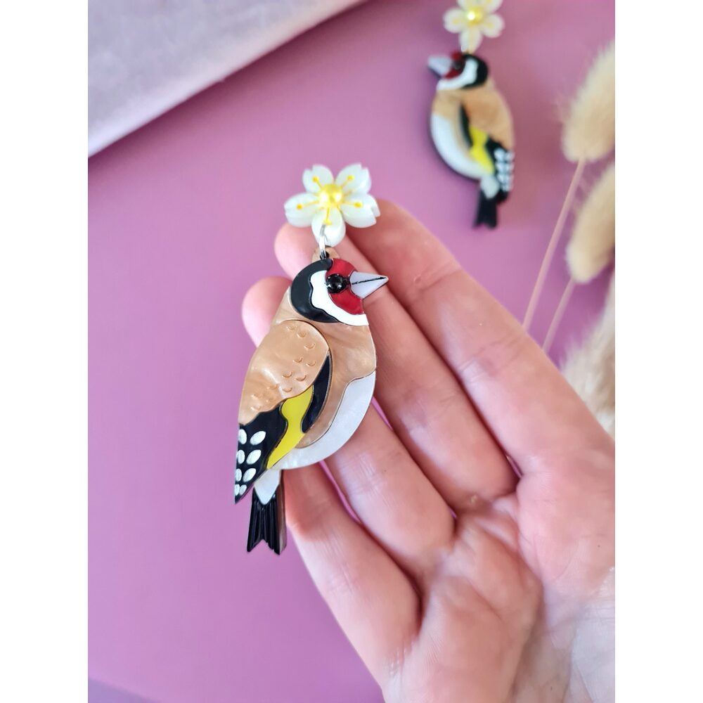 Goldfinch Earrings by Cherryloco Jewellery 2