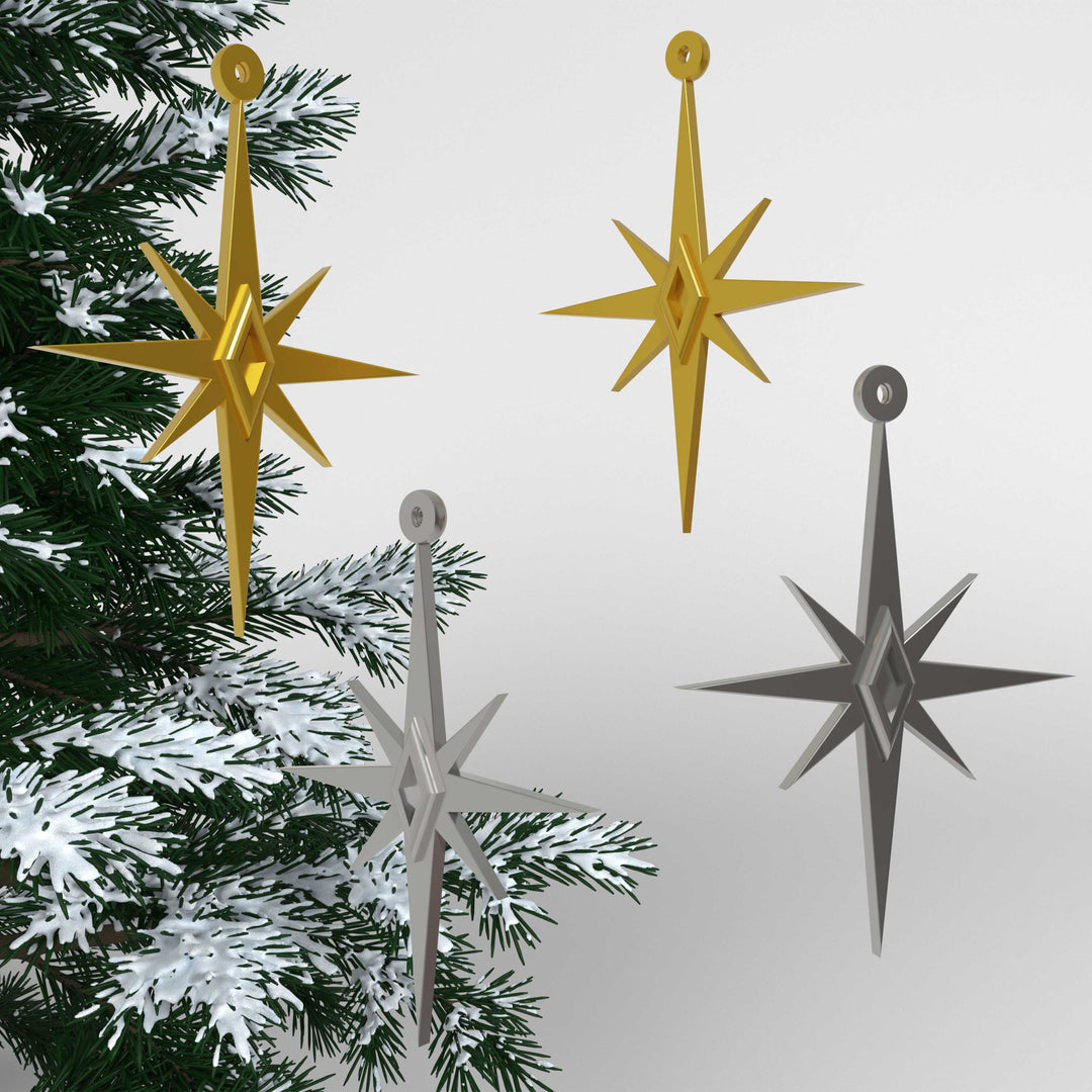 Midcentury Modern Starbursts Ornaments (4 Pack)