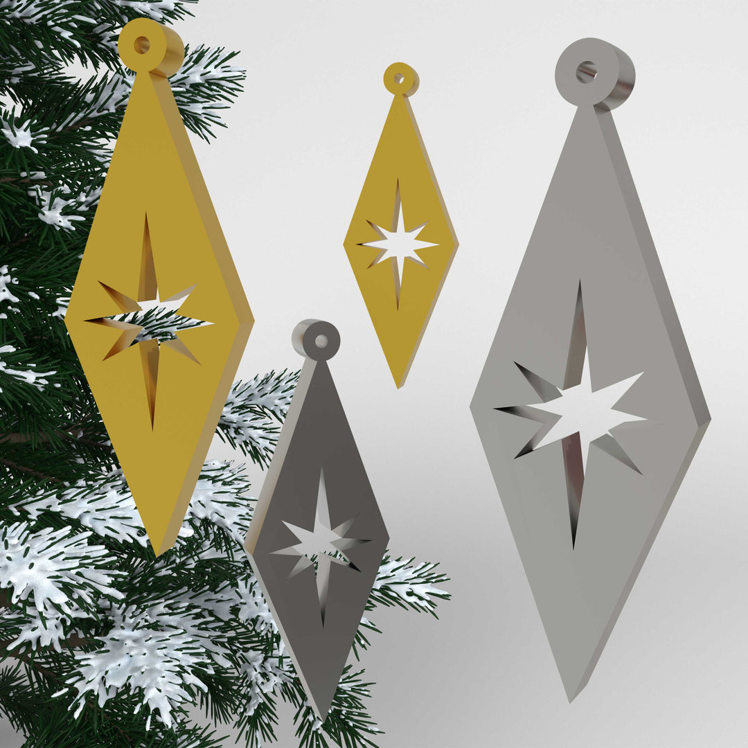 Retro Diamond Burst Holiday Ornaments (4 Pack)