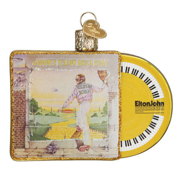 Old World Christmas Goodbye Yellow Brick Road Album Cover Blown Glass Ornament