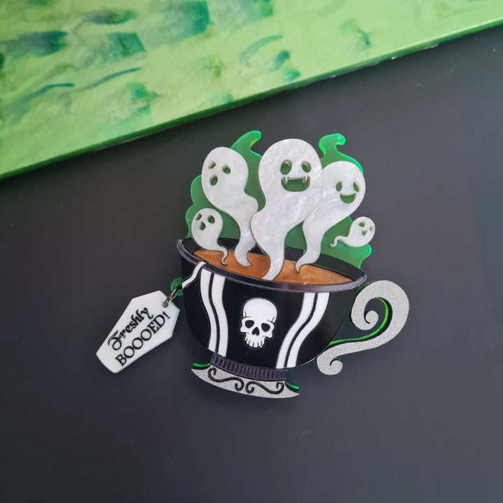 Gothic Ghost Teacup Brooch by Cherryloco Jewellery 