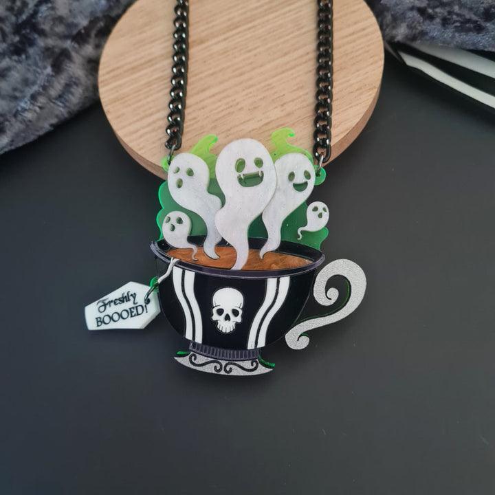 Gothic Ghost Teacup Necklace by Cherryloco Jewellery  2
