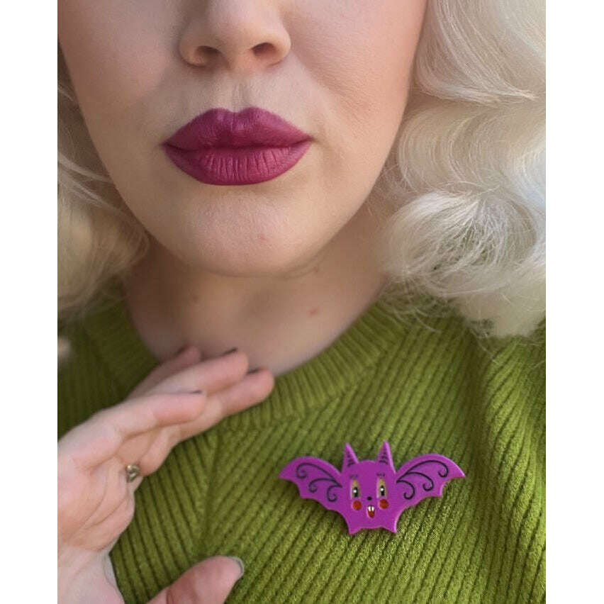 Gothic Glam Bat Scatter Pin PLUM by Johanna Parker x Lipstick & Chrome – view 4