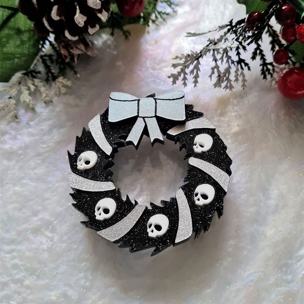 Gothic Skull Wreath Brooch by Cherryloco Jewellery 2