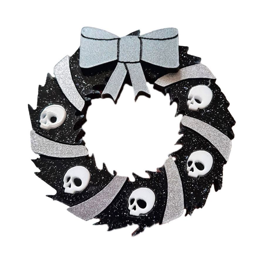 Gothic Skull Wreath Brooch by Cherryloco Jewellery 1