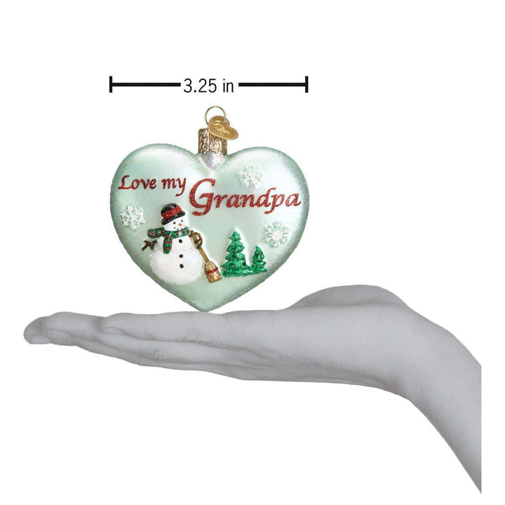 Old World Christmas Grandpa Heart Blown Glass Ornament