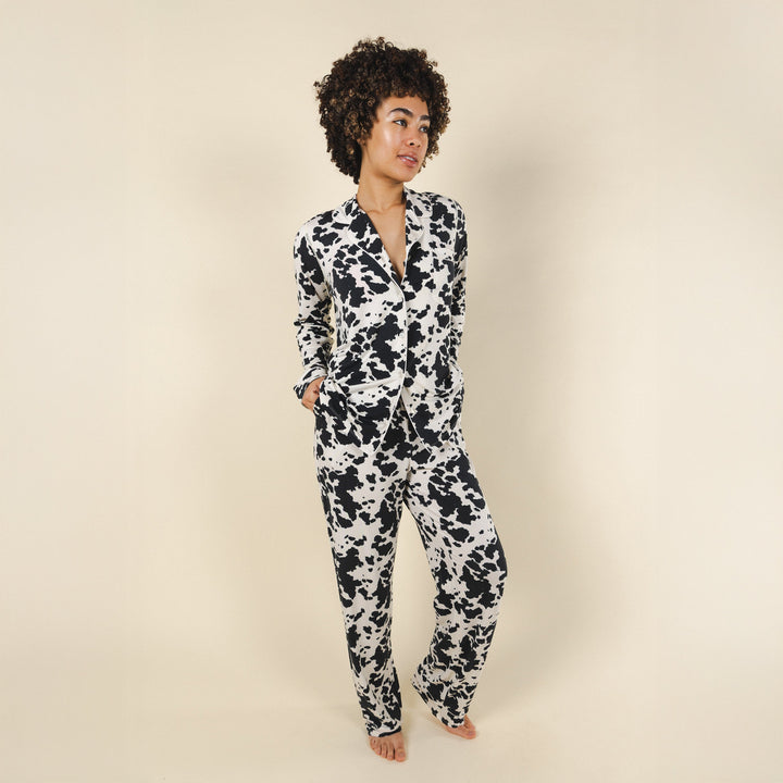 The Graze Escape | Cow Hide SleepDeep™ Women’s Long Sleeve Pajama Set