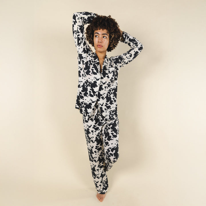 The Graze Escape | Cow Hide SleepDeep™ Women’s Long Sleeve Pajama Set