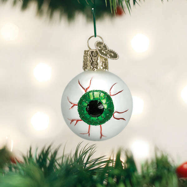 Old World Christmas Green Evil Eye Halloween Blown Glass Ornament