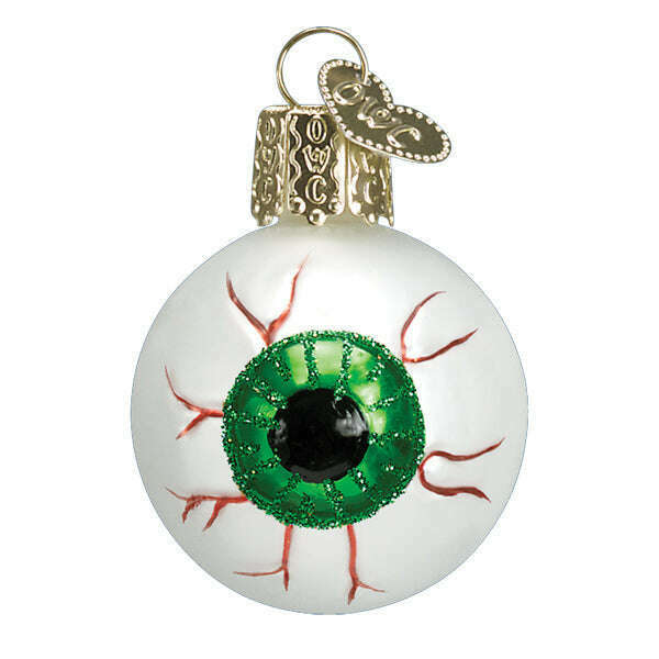 Old World Christmas Green Evil Eye Halloween Blown Glass Ornament
