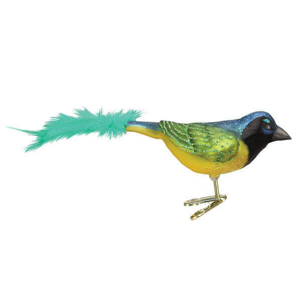 Old World Christmas Green Jay Blown Glass Ornament
