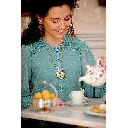 Green Teacup Necklace by LaliBlue - Quirks!