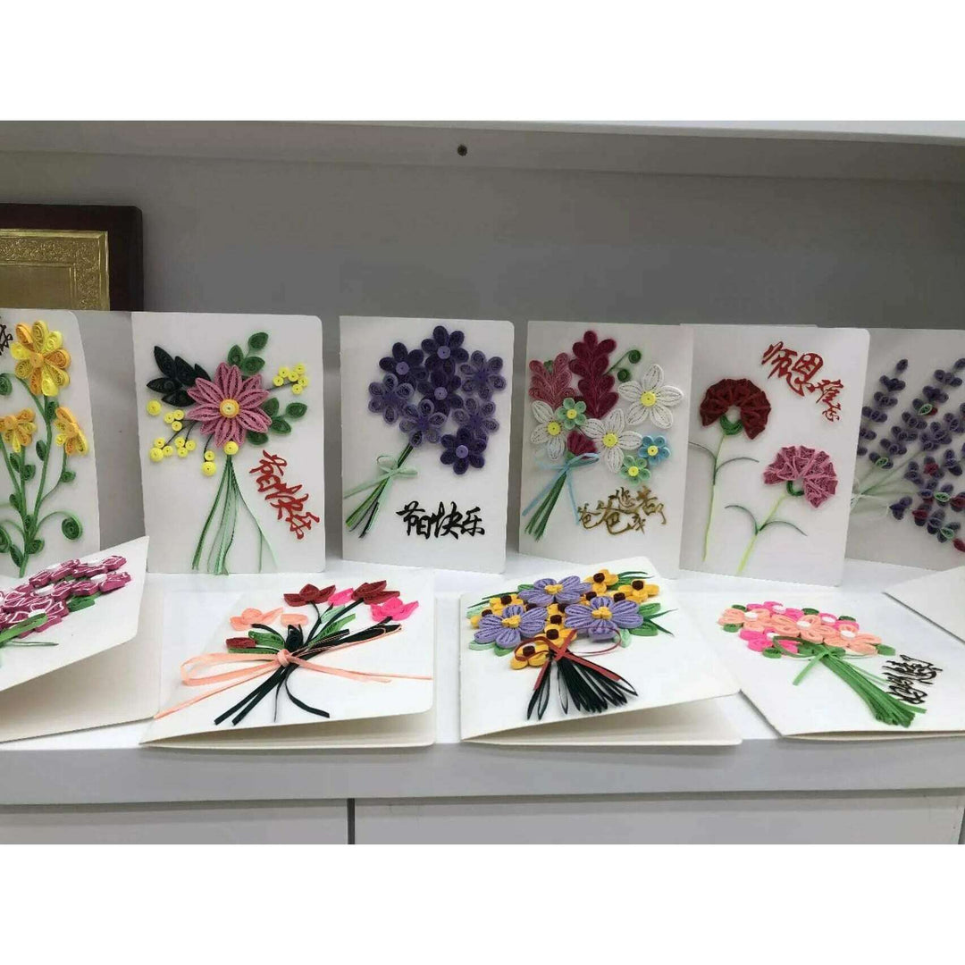 Greeting Card Making Kit. Lavender Flowers DIY Quilling Kit F07M3-5-FL2