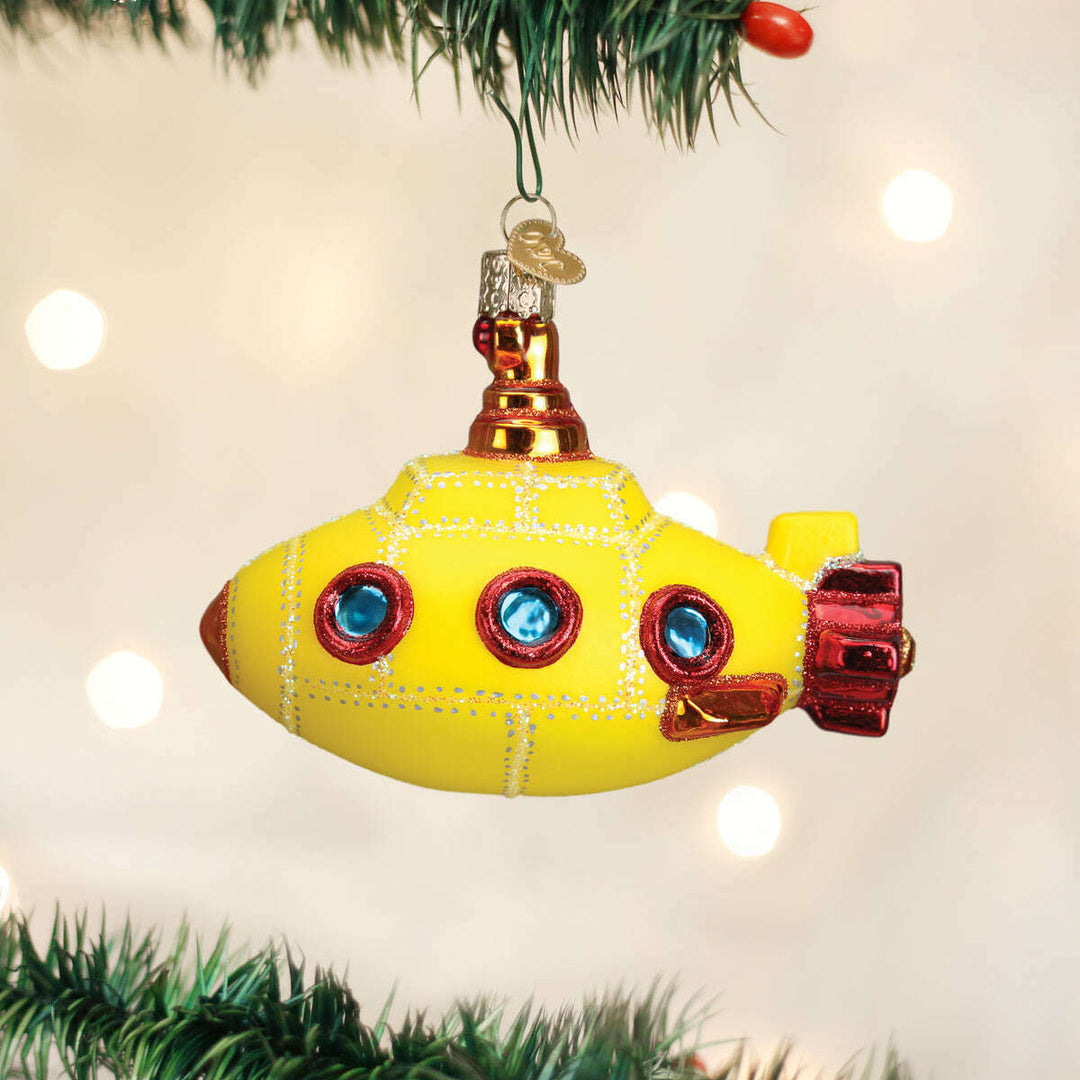 Old World Christmas Groovy Submarine Blown Glass Ornament