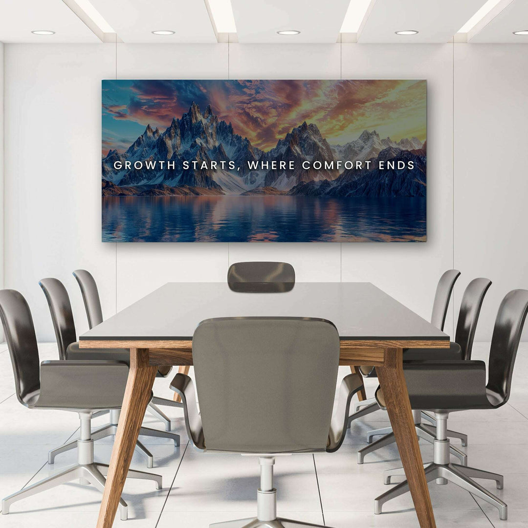 Growth Starts Where Comfort Ends Motivational Wall Sign