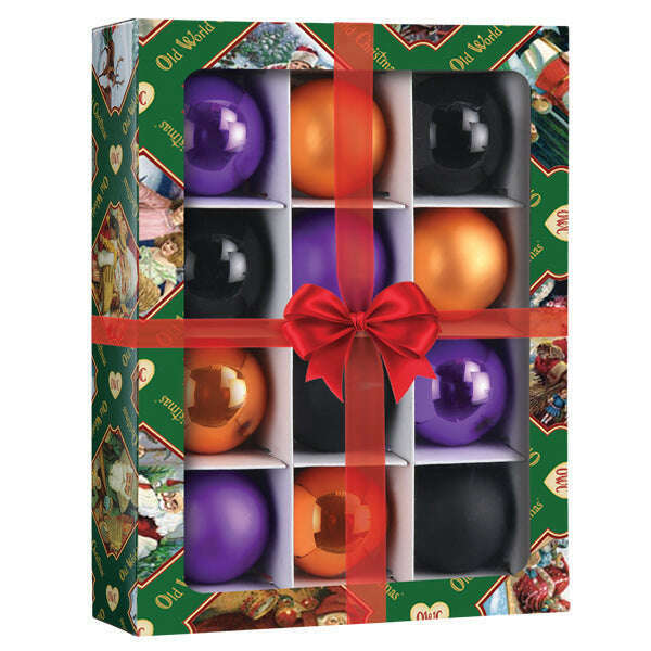 Old World Christmas Halloween Balls 1.5 Inch 12-Count Blown Glass Ornament Set