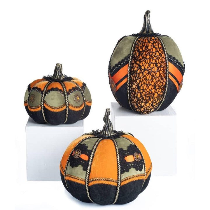 Halloween Hollow Fabric Pumpkins Set of 3 by Katherine's Collection  1