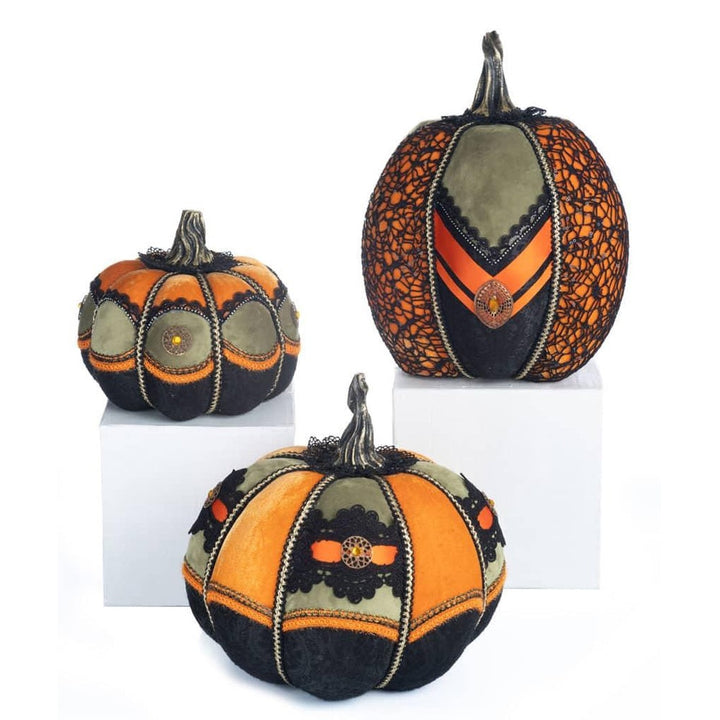 Halloween Hollow Fabric Pumpkins Set of 3 by Katherine's Collection 