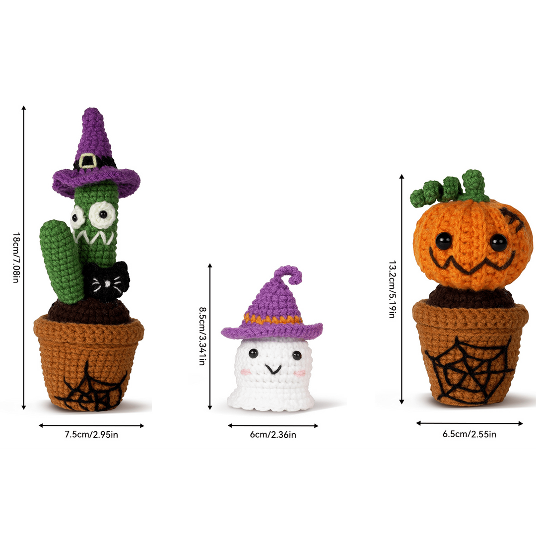 Halloween Plants with Ghost Amigurumi DIY Crochet Kit Wizardi F07N8-M226
