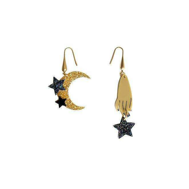 Hand and Moon Earrings by LaliBlue - Quirks!