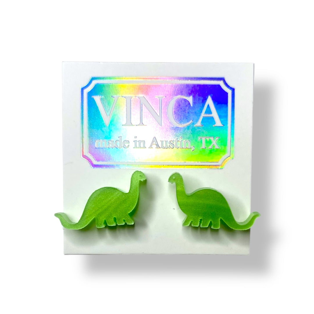LAST CHANCE! Brontosaurus Earrings in Pearl Green