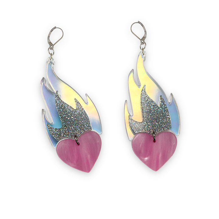 Last Chance! Love A La Flambe Dangle Earrings in Dreamy Pink
