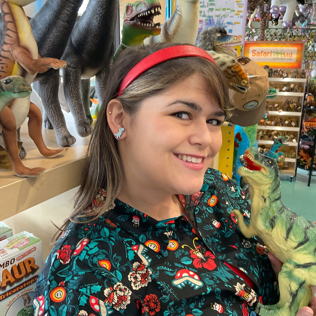 Last Chance! My Internet's Out! 8-Bit Dinosaur Earrings