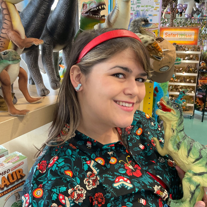 Last Chance! My Internet's Out! 8-Bit Dinosaur Earrings