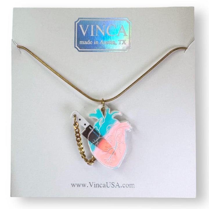 Last Chance! Chopped Heart Necklace - Dreamy Iridescent