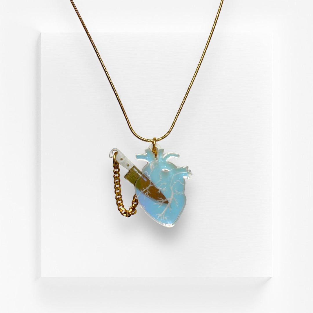 Last Chance! Chopped Heart Necklace - Dreamy Iridescent
