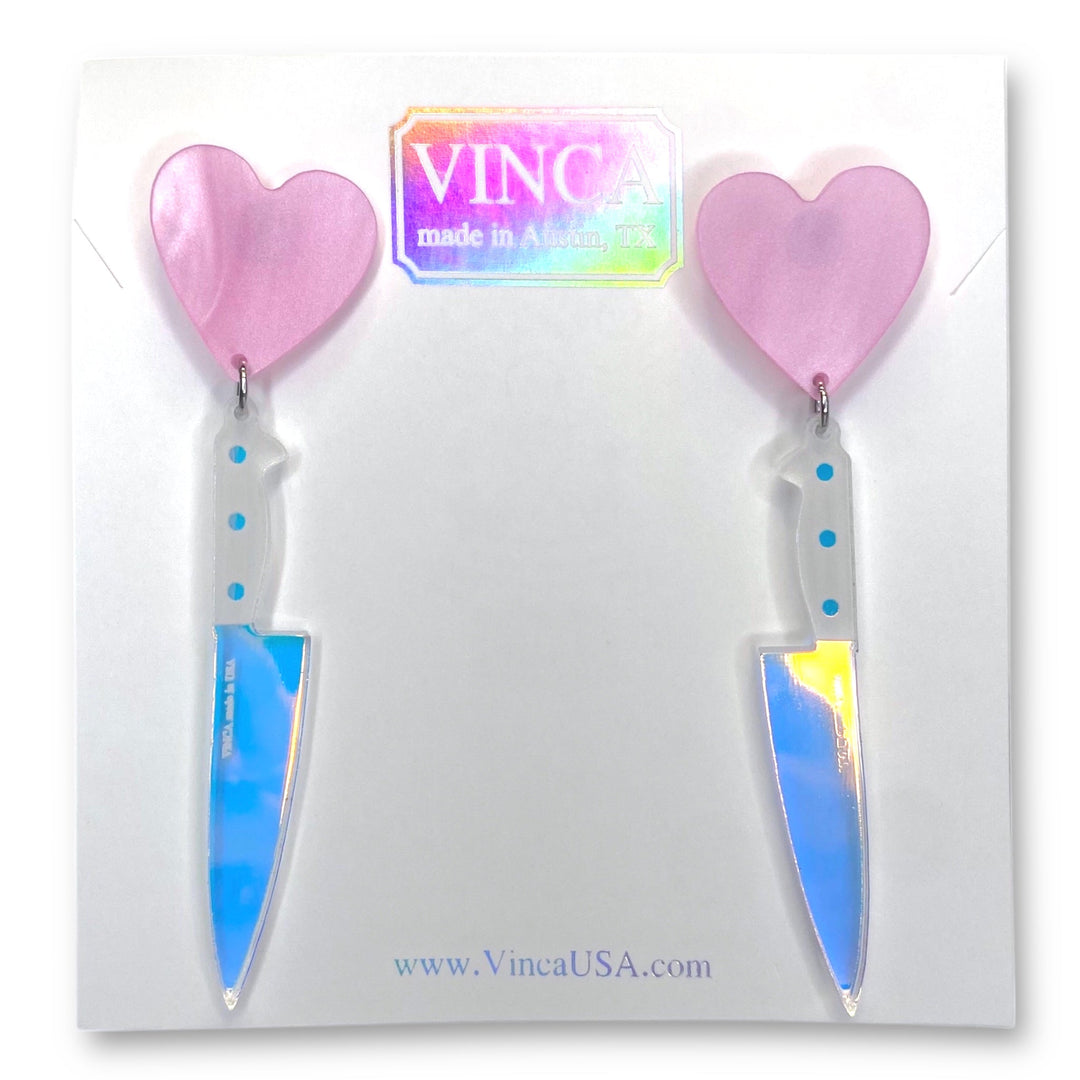 Last Chance! I Heart Knives Earrings - Chef's Knife Earrings in SWEET