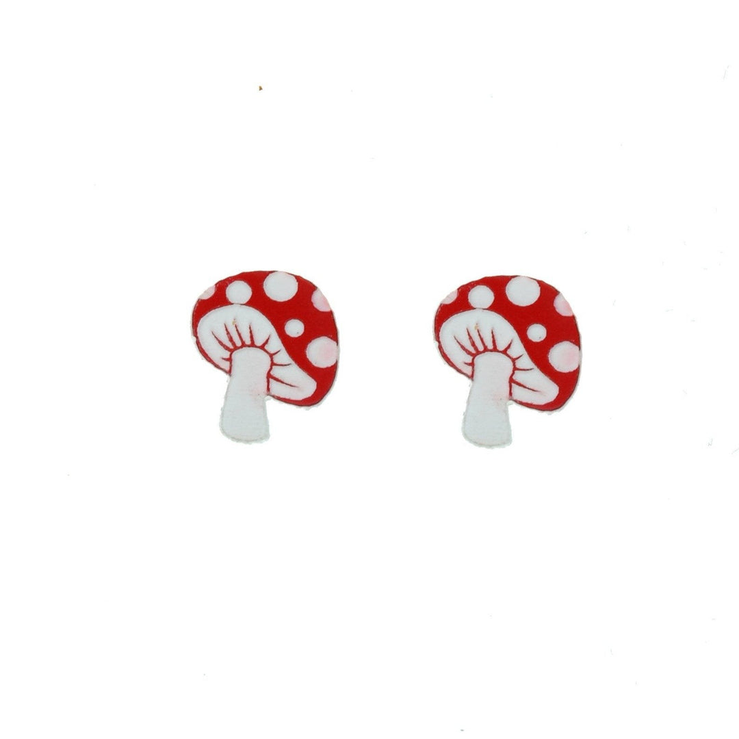 Magic Mushroom Earrings - Cute miniatures great for gamers and ravers!