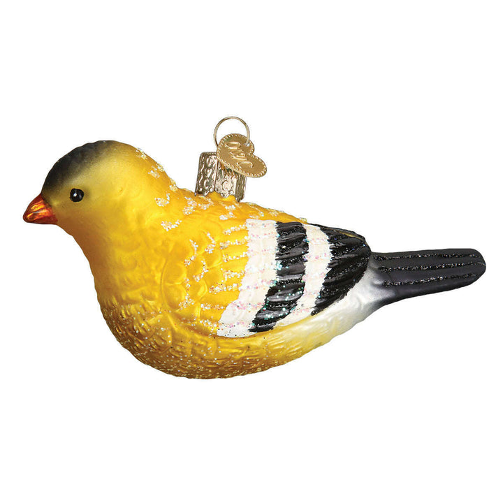 Old World Christmas Hanging American Goldfinch Blown Glass Ornament