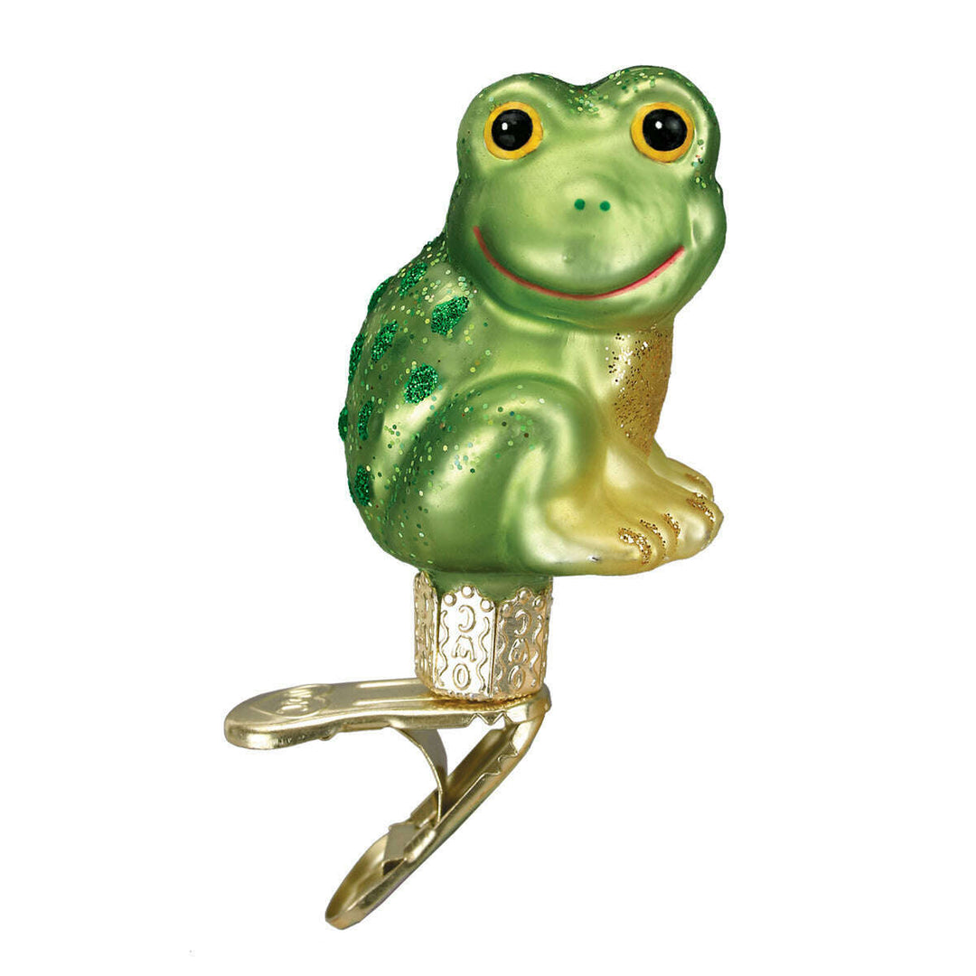 Old World Christmas Happy Froggy Blown Glass Ornament