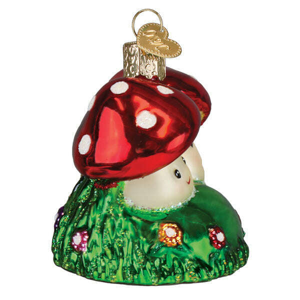 Old World Christmas Happy Mushrooms Blown Glass Ornament