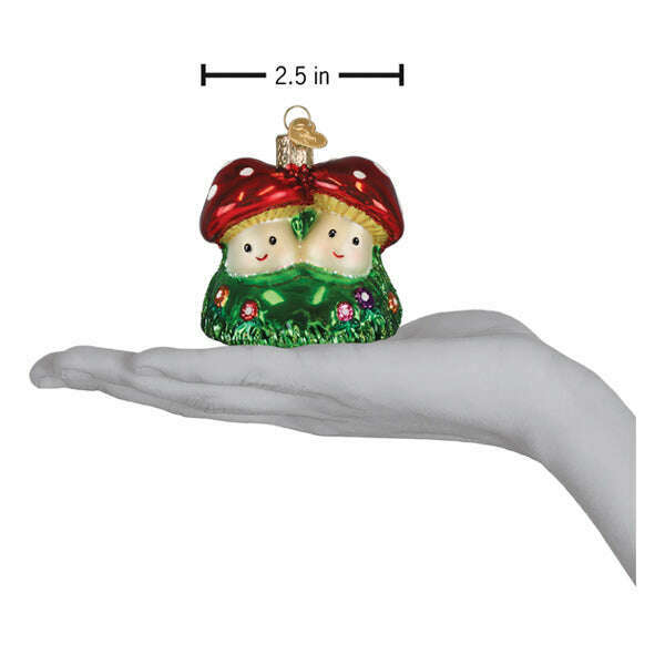 Old World Christmas Happy Mushrooms Blown Glass Ornament