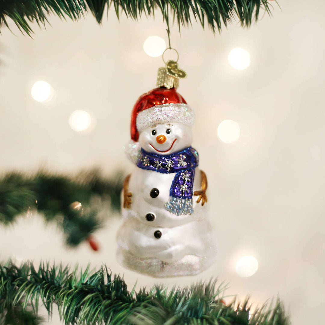 Old World Christmas Happy Snowman Blown Glass Ornament