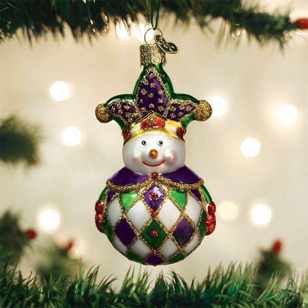 Old World Christmas Harlequin Snowman Blown Glass Ornament