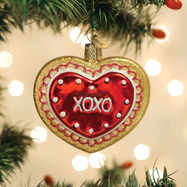Old World Christmas Heart Cookie Blown Glass Ornament