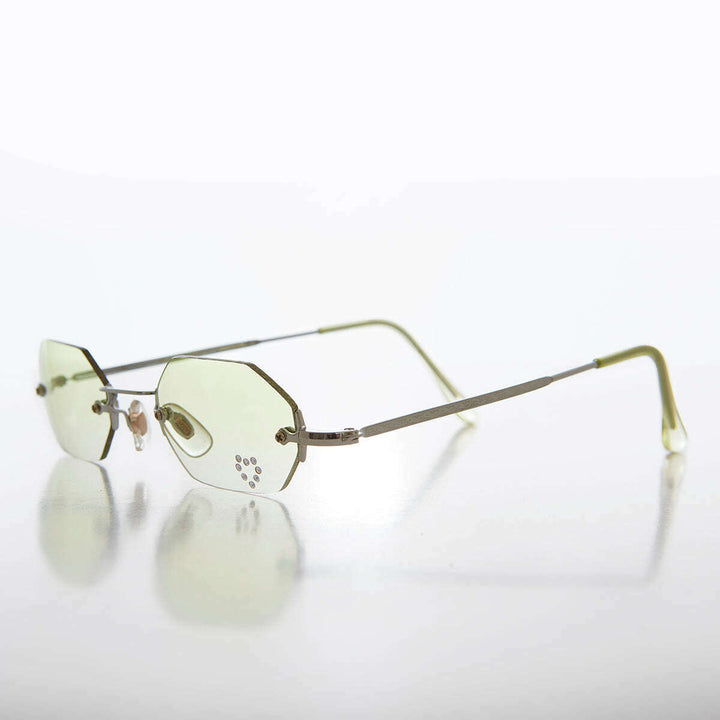 Heart Rhinestone Rimless Vintage Sunglasses - Splashy