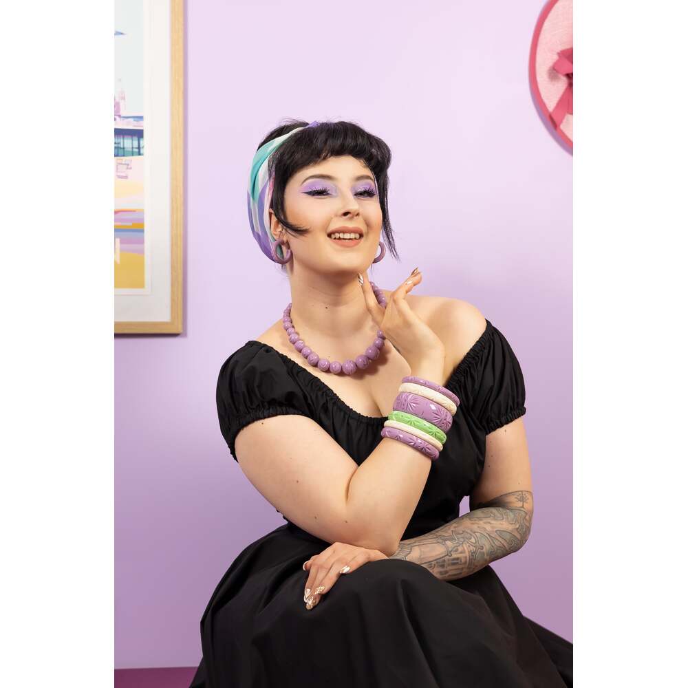 Heather Heavy Carve Hoop Earrings by Splendette 1