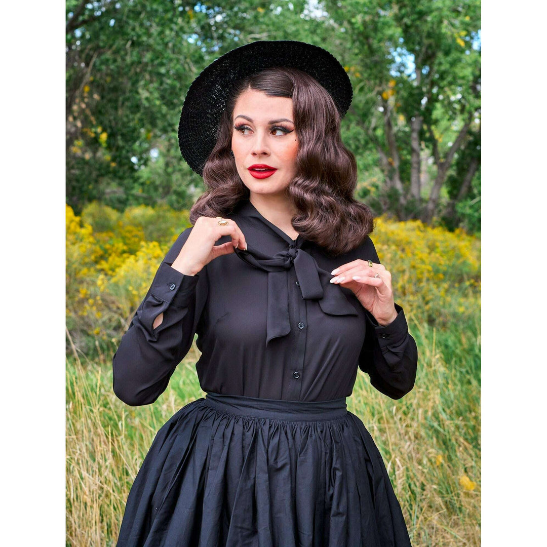 Helen Retro Blouse in Black