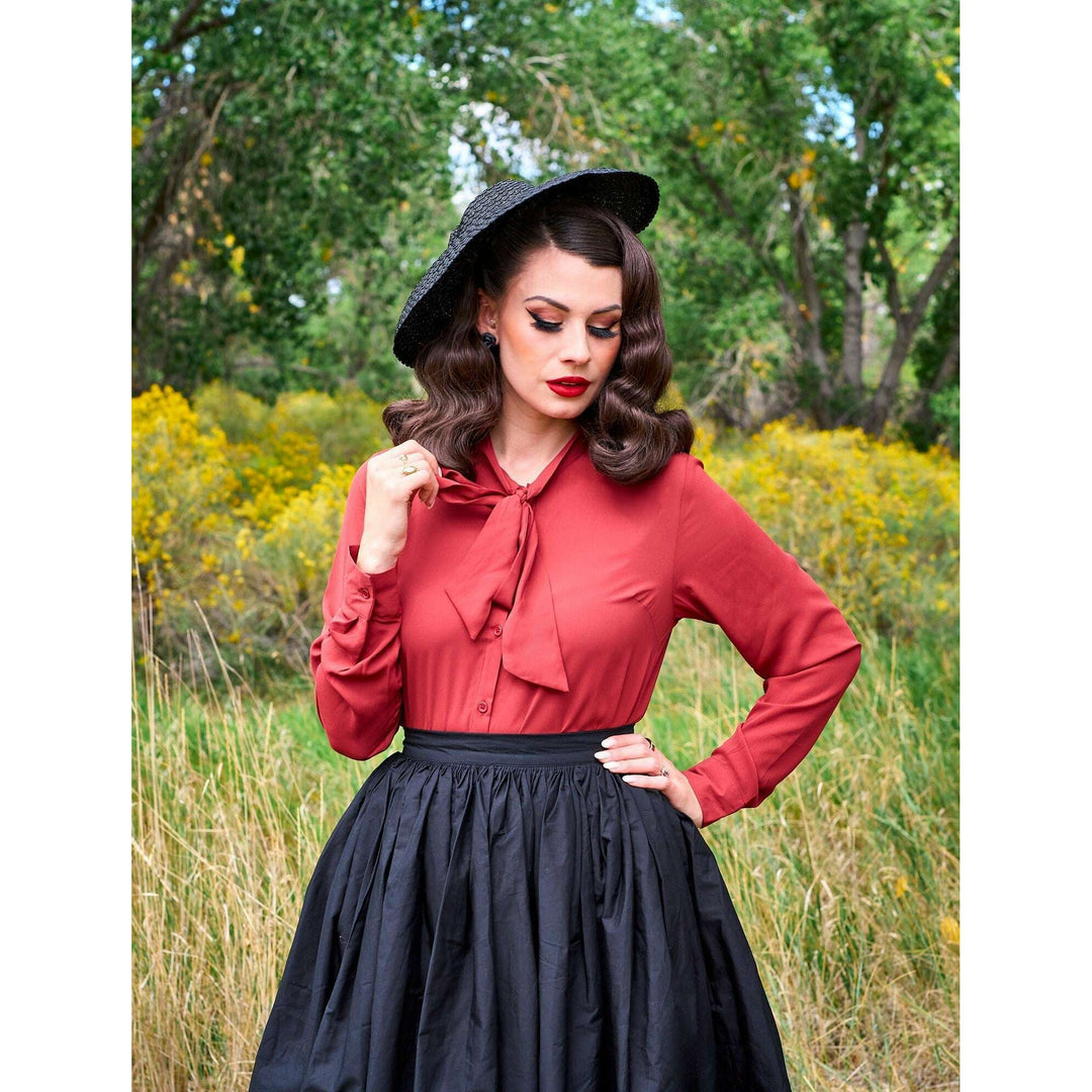 Helen Retro Blouse in Cognac - 3X only