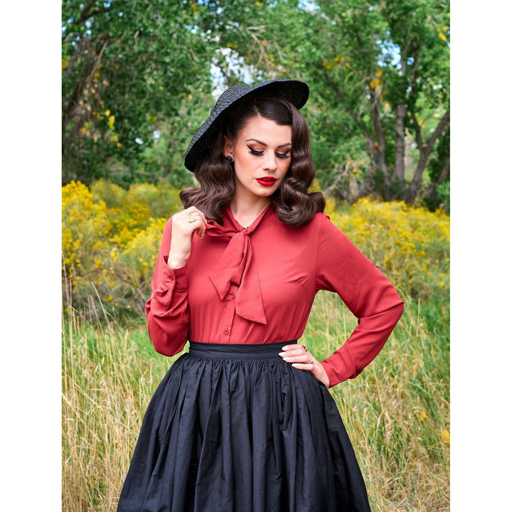 Helen Retro Blouse in Cognac - 3X only
