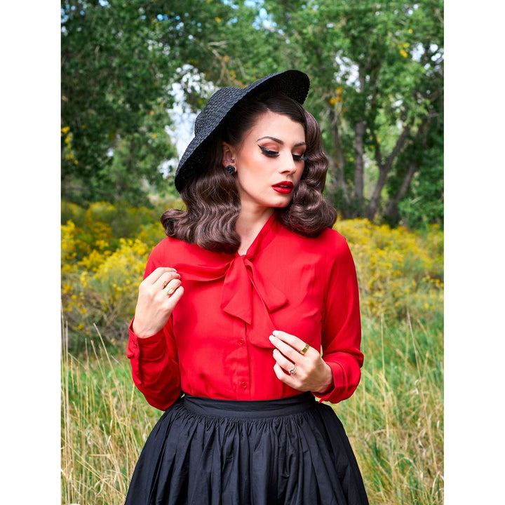 Helen Retro Blouse in Red - Plus Sizes only