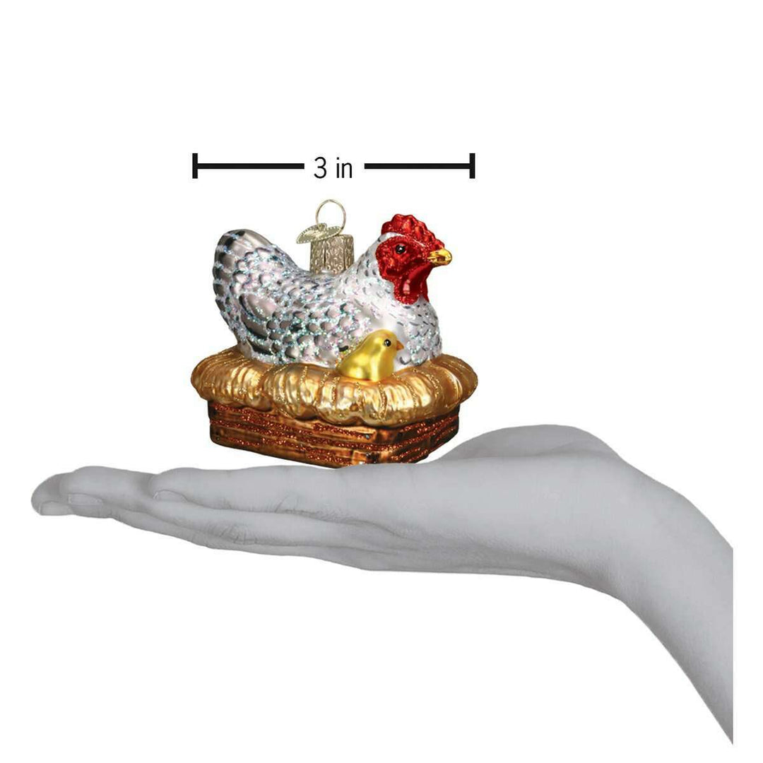 Old World Christmas Hen On Nest Blown Glass Ornament