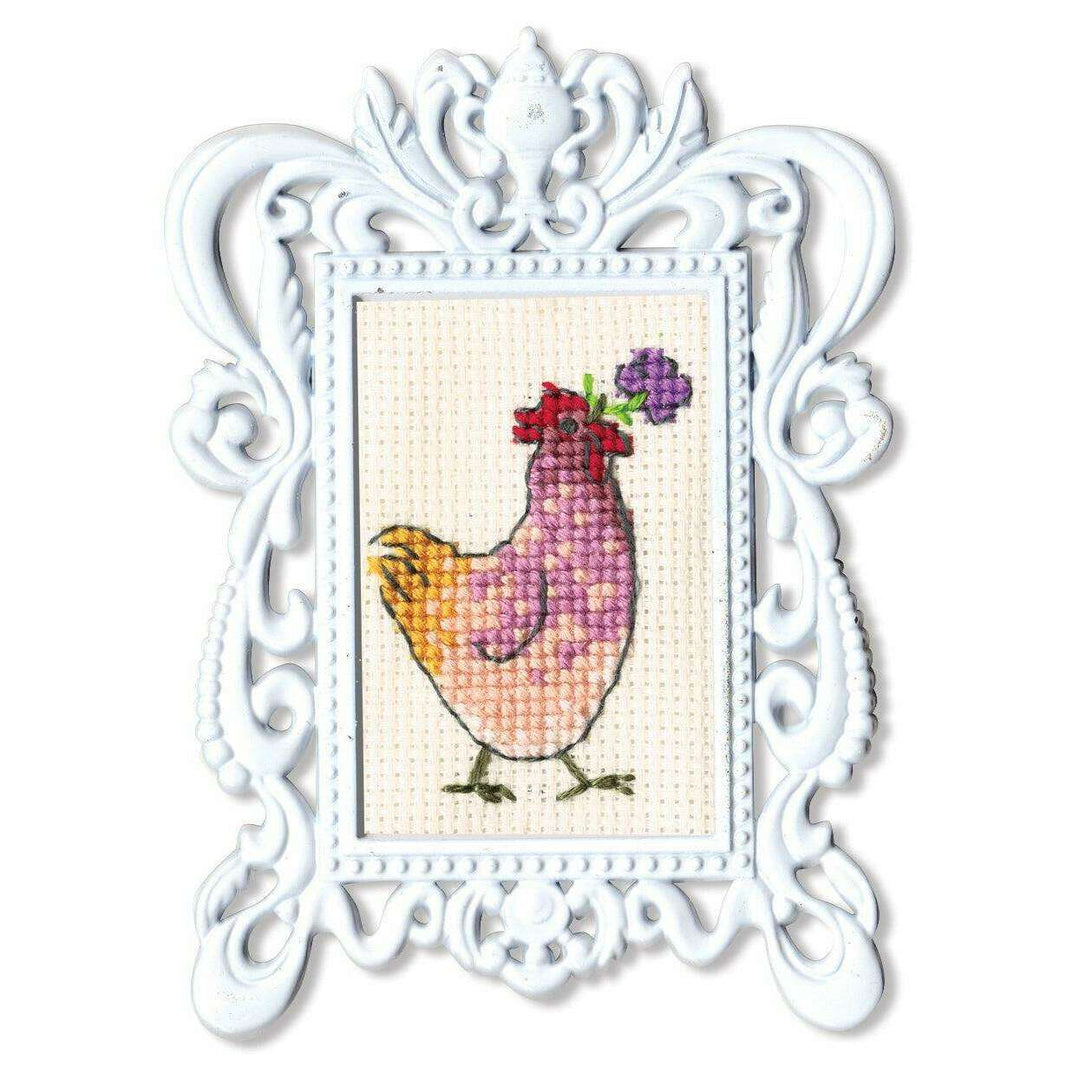 Hen with flower FA007 Counted Cross Stitch Kit