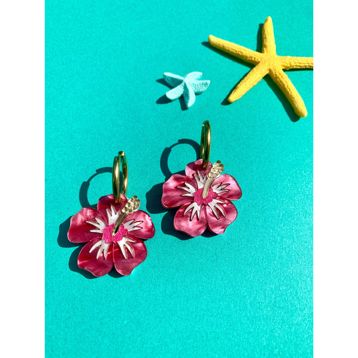 Hibiscus Flower Acrylic Earrings